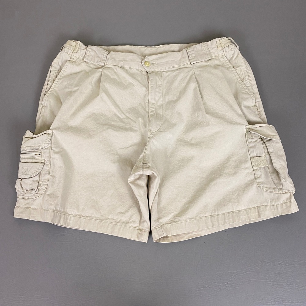 Outer Rim Cargo Shorts Men's Size 40W Beige Khaki Pleated Cotton Utility Hiking